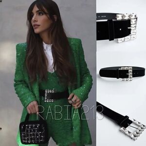 ZARA VELVET BEJEWELED BUCKLE BELT